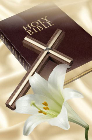 Bible, Cross, Lily